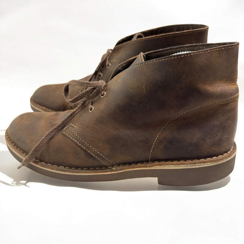 Clarks Bushacre 2 Beeswax Brown Leather Lace Up Chukka Boot Mens Sz 10 - Picture 5 of 12